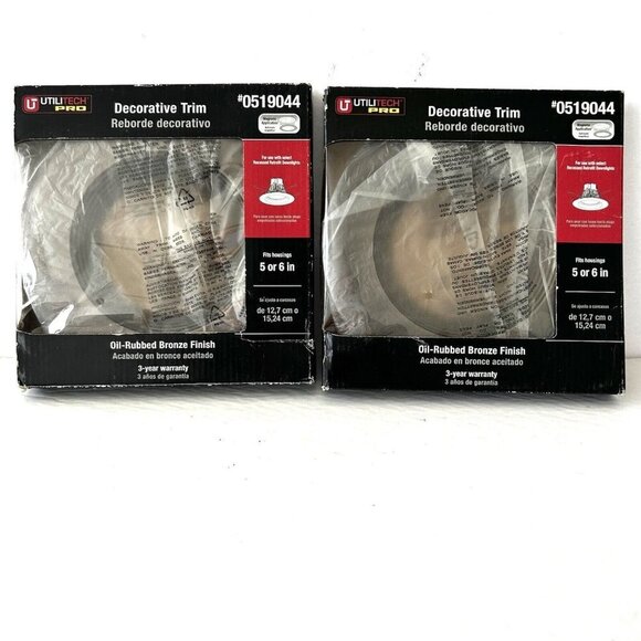 Lot of 2 Utilitech Pro 0519044 Decorative Trim Oil-Rubbed Bronze Fits 5” or 6” - Picture 1 of 6
